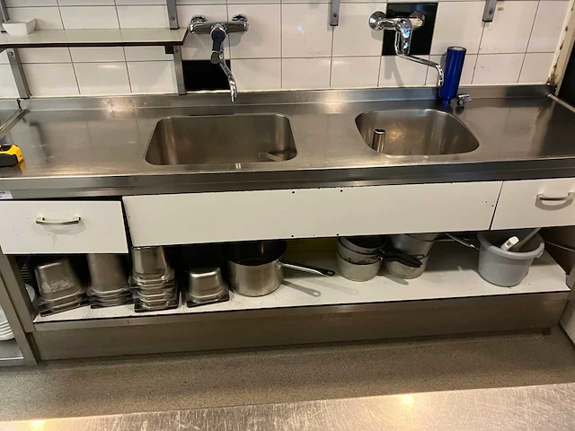 Rvs dubbele spoeltafel - afbeelding 5 van  7