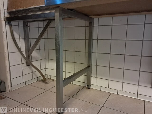 Rvs horeca werktafel met muurbeugels - afbeelding 3 van  4