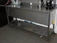 Rvs keukenblok met wasbak en onderschap. afmeting 180 x 60 x 90 cm. - afbeelding 2 van  3