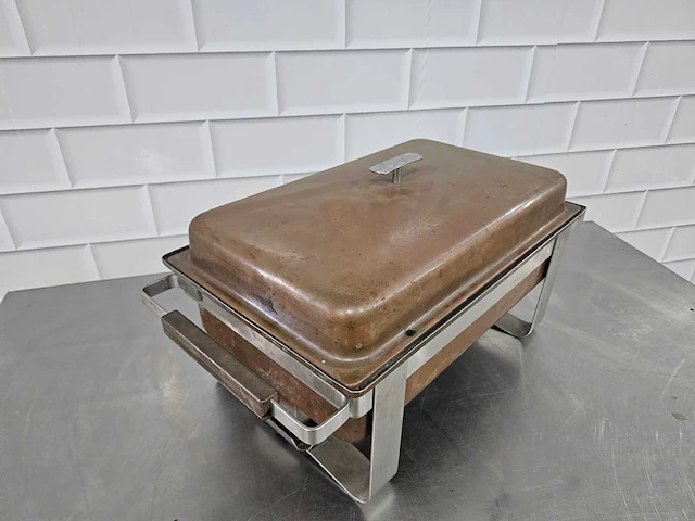 Rvs / koperen chaving dish - afbeelding 3 van  3
