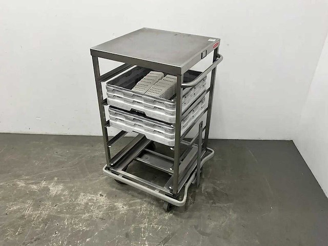 Rvs korven transportwagen - afbeelding 1 van  6