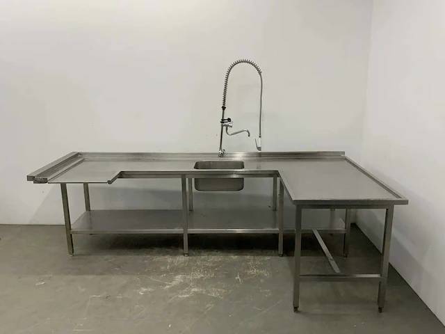 Rvs korvenaanvoer spoeltafel - afbeelding 1 van  6