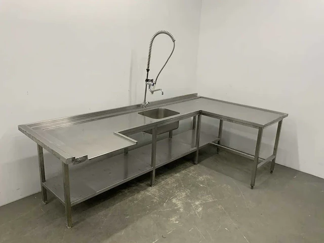 Rvs korvenaanvoer spoeltafel - afbeelding 6 van  6
