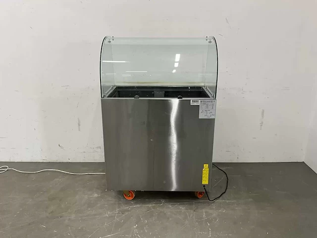 Rvs mobiele saladette met glasopbouw - afbeelding 3 van  11
