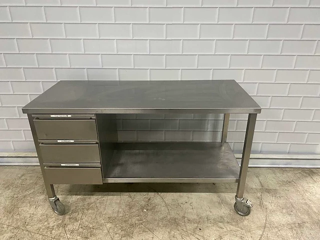 Rvs mobiele werktafel 150cm - afbeelding 1 van  4