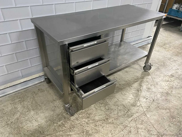 Rvs mobiele werktafel 150cm - afbeelding 2 van  4