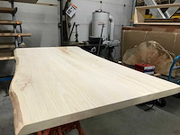 Rvs onderstel essen boomstamblad en rode hoekbank - afbeelding 3 van  3