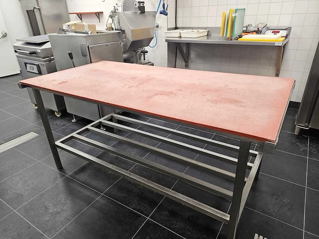 Rvs slager snij-werktafel - afbeelding 1 van  4