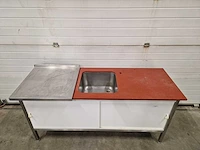 Rvs snijtafel met wasbak - afbeelding 2 van  2