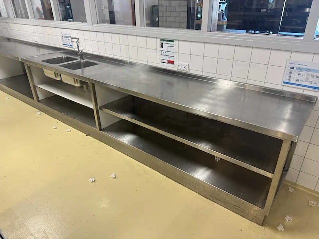 Rvs spoel- en werktafel - afbeelding 1 van  5