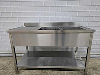 Rvs spoeltafel voorzien van dubbele spoelbak - afbeelding 5 van  5