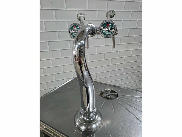 Rvs tapblad inclusief dubbele spoelbak en 2 x heineken tapkraan - afbeelding 4 van  6