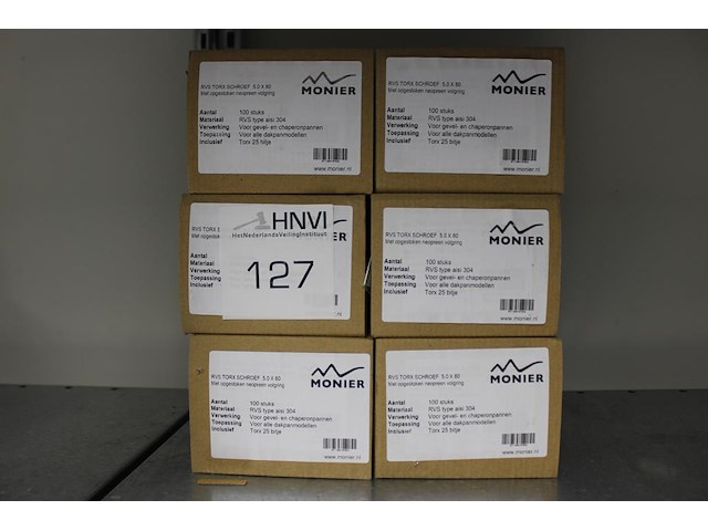 Rvs torx schroeven 5.0 x 60 met opgestoken neopreenring, 24 doosjes - afbeelding 1 van  2