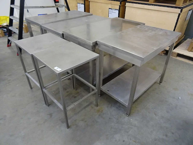 Rvs werktafel (6x) - afbeelding 1 van  2
