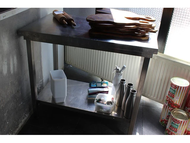 Rvs werktafel maxima met onderplateau. afmeting 100 x 60 x 87 cm. - afbeelding 1 van  2