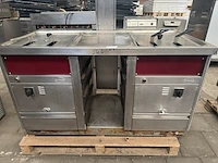 Rvs werktafel met 2x dubbele frituur rubbens - afbeelding 3 van  6