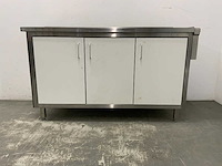 Rvs werktafel met gesloten onderbouw - afbeelding 3 van  8