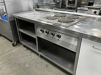 Rvs werktafel met kookplaat - afbeelding 2 van  5