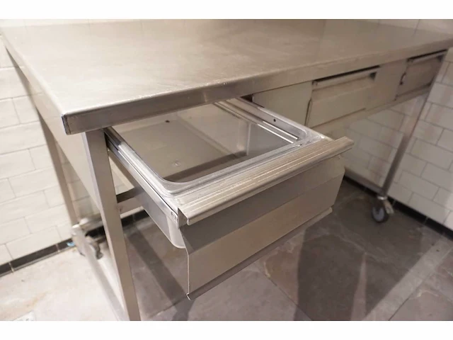 Rvs werktafel met lades - afbeelding 4 van  5