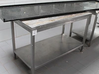 Rvs werktafel met onderplateau. afmeting 140 x 70 x 91 cm. - afbeelding 1 van  1