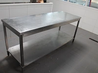 Rvs werktafel met onderplateau. afmeting 200 x 70 x 91 cm. - afbeelding 1 van  3