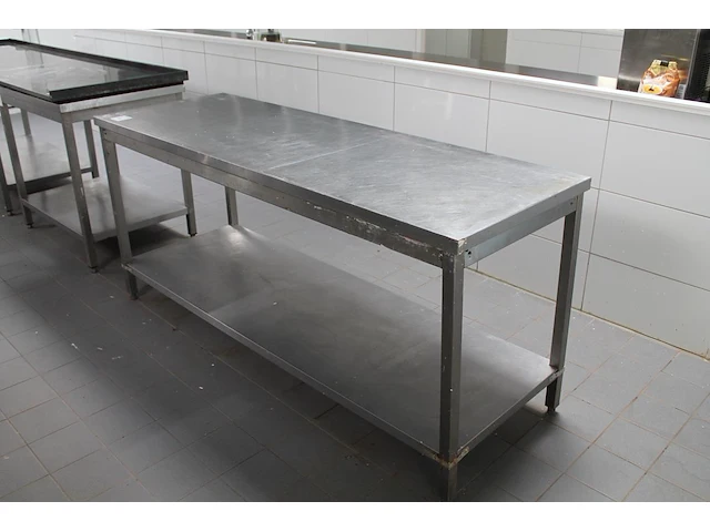 Rvs werktafel met onderplateau. afmeting 200 x 70 x 91 cm. - afbeelding 2 van  3