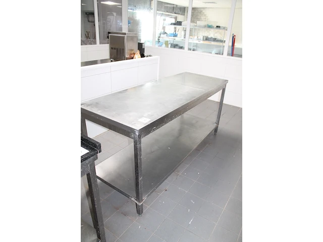 Rvs werktafel met onderplateau. afmeting 200 x 70 x 91 cm. - afbeelding 3 van  3