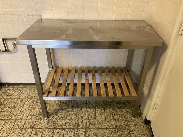 Rvs werktafel met onderschap - afbeelding 1 van  4