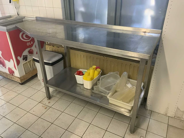 Rvs werktafel met schappen (2x) - afbeelding 4 van  5