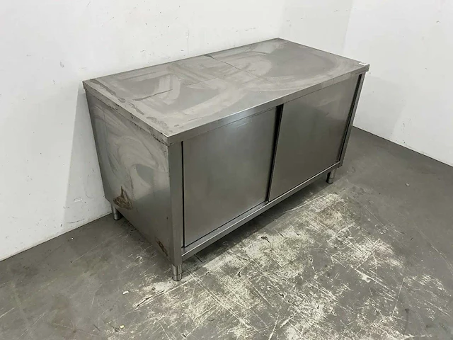 Rvs werktafel met schuifdeuren - afbeelding 3 van  6