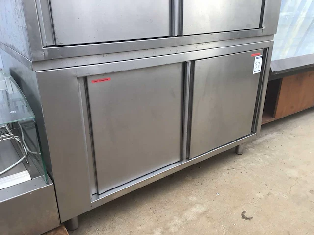 Rvs werktafel met schuifdeuren - afbeelding 2 van  4