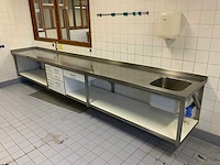 Rvs werktafel met spoelbak (wandgemonteerd) - afbeelding 1 van  8