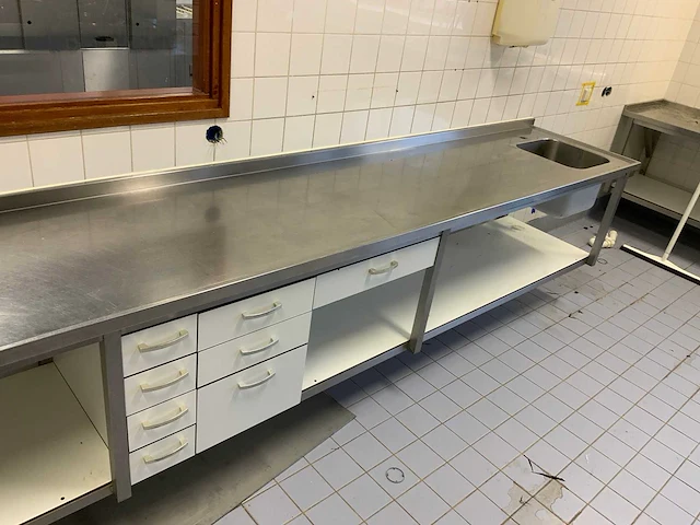 Rvs werktafel met spoelbak (wandgemonteerd) - afbeelding 2 van  8
