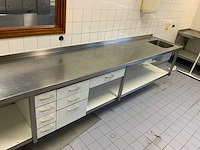Rvs werktafel met spoelbak (wandgemonteerd) - afbeelding 2 van  8