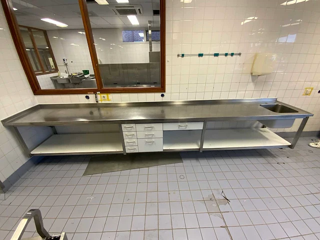 Rvs werktafel met spoelbak (wandgemonteerd) - afbeelding 3 van  8