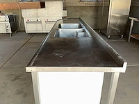 Rvs werktafel met spoelbakken - afbeelding 2 van  8