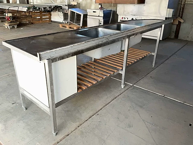 Rvs werktafel met spoelbakken - afbeelding 4 van  8