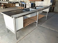 Rvs werktafel met spoelbakken - afbeelding 4 van  8