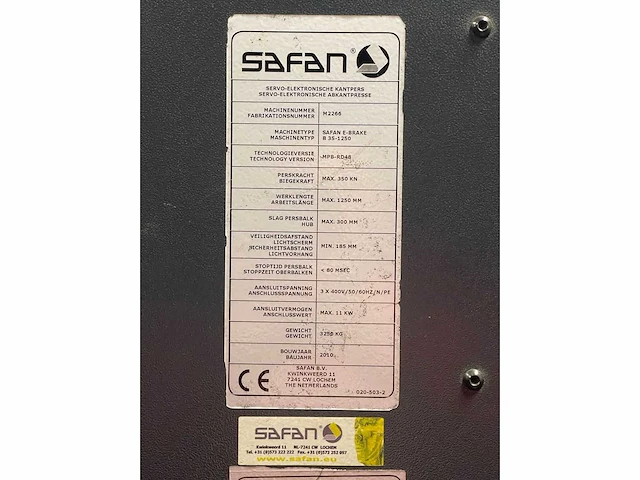 Safan - e brake 35 1250 - cnc kantbank - 2010 - afbeelding 2 van  4