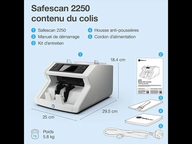 Safescan geldtelmachine telt gesorteerde bankbiljetten bankbiljettenteller met dubbele echtheidscontrole - afbeelding 3 van  4