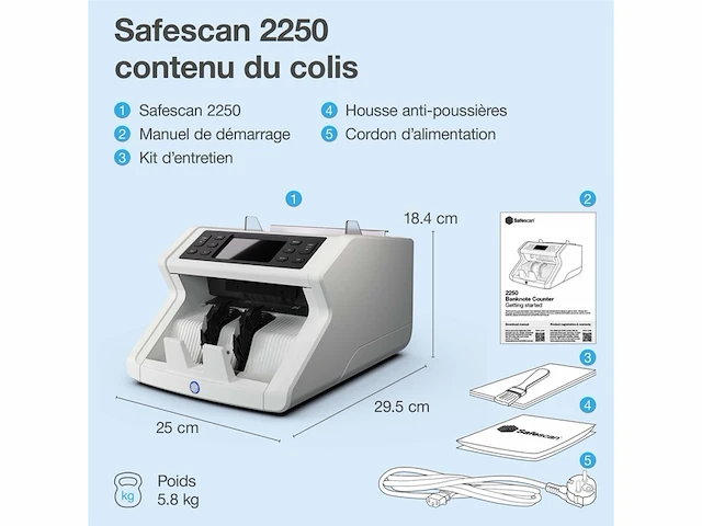 Safescan geldtelmachine telt gesorteerde bankbiljetten met dubbele echtheidscontrole telt gesorteerde bankbiljetten van alle valuta's - afbeelding 3 van  3