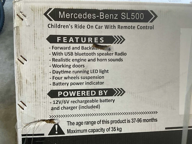 Safi line sl-500 mercedes-benz elektrische kinderauto - afbeelding 6 van  6