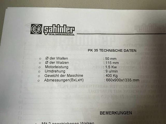 Sahinler pk-352024 profielbuigmachine - afbeelding 10 van  12