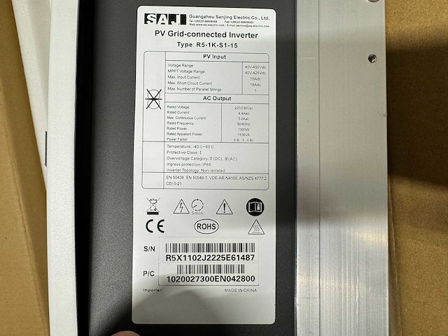 Saj - omvormer (1 kw) t.b.v. zonnepanelen - afbeelding 3 van  4