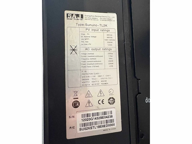 Saj - sununo-tl2k - gebruikte omvormer t.b.v. zonnepanelen (40x) - afbeelding 2 van  2