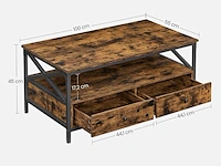Salontafel 100x55x45 cm vasagle, lct201b01v1 - afbeelding 2 van  4