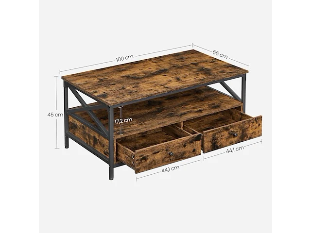 Salontafel 100x55x45 cm vasagle, lct201b01v1 - afbeelding 2 van  5