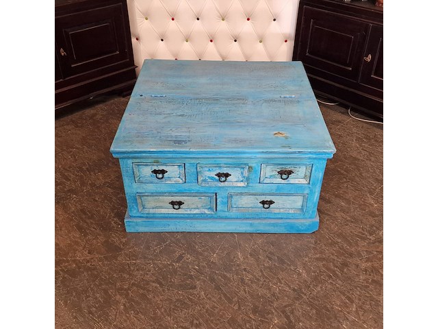 Salontafel chesterfield, chesterfield, blauw - afbeelding 9 van  9