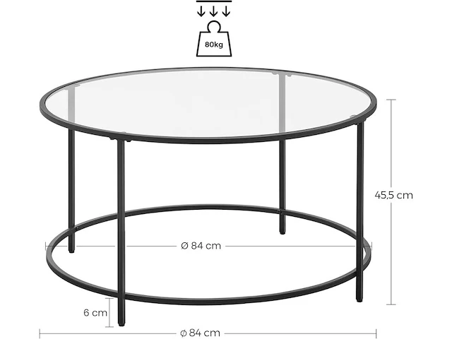 Salontafel dxh 84x45,5 cm vasagle - afbeelding 3 van  6