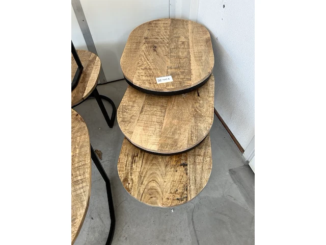 Salontafel set ovaal 3 st., sanderz, mangohout, 2025 - afbeelding 1 van  2